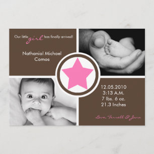 faire-part de naissance de photo d'étoile de rose