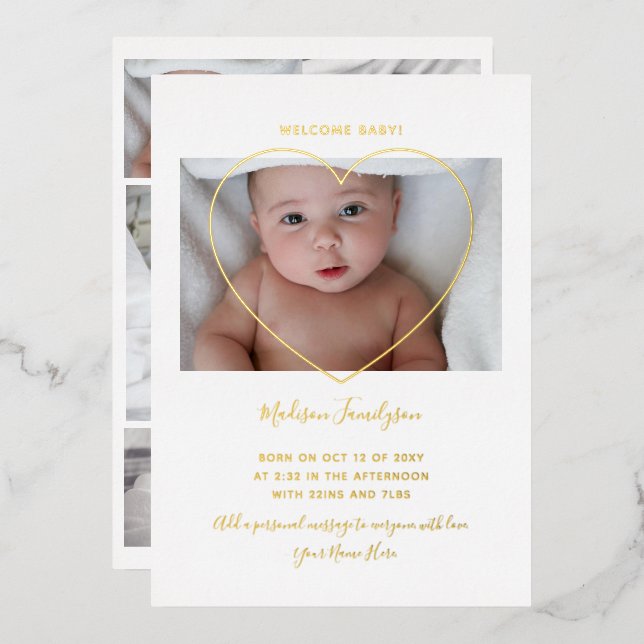 Faire-part de naissance de photos de nouveau-nés m (Recto/Verso)