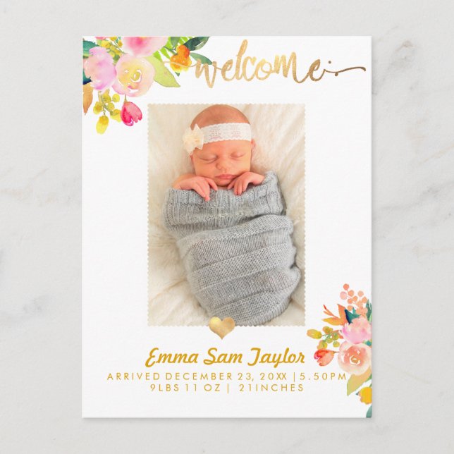 Faire-part de naissance de PixDezines / Aquarelle  (Devant)