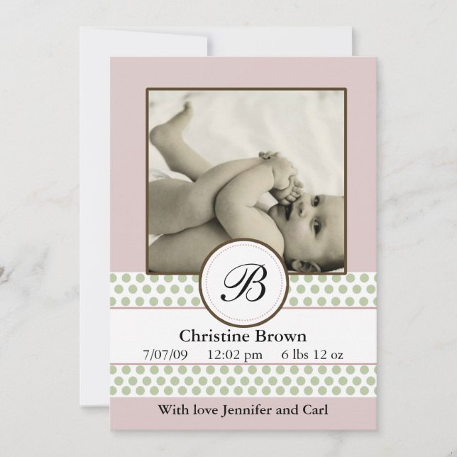 Faire-part de naissance de points de mesure pour f (Devant)