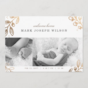 Faire-part de naissance d'or