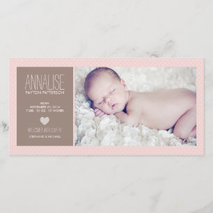 Faire-part de naissance doux de bébé de photo de