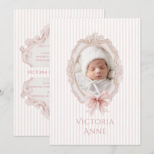 Faire-part de naissance élégant vintage rose pour