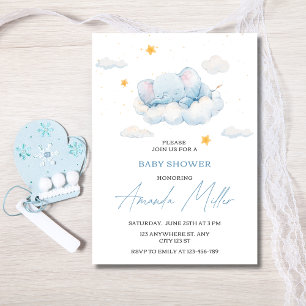 Faire-part de naissance éléphant, Baby Shower Garç