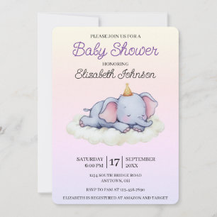 Faire-part de naissance éléphant mignon endormi