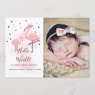 Faire-part de naissance Flamant rose rose