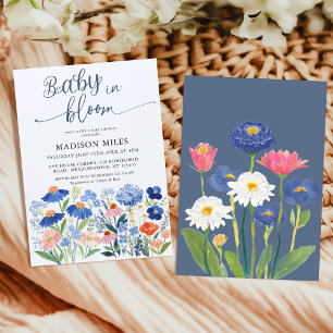 Faire-part de Naissance Fleur de Bleuet à l'Aquare