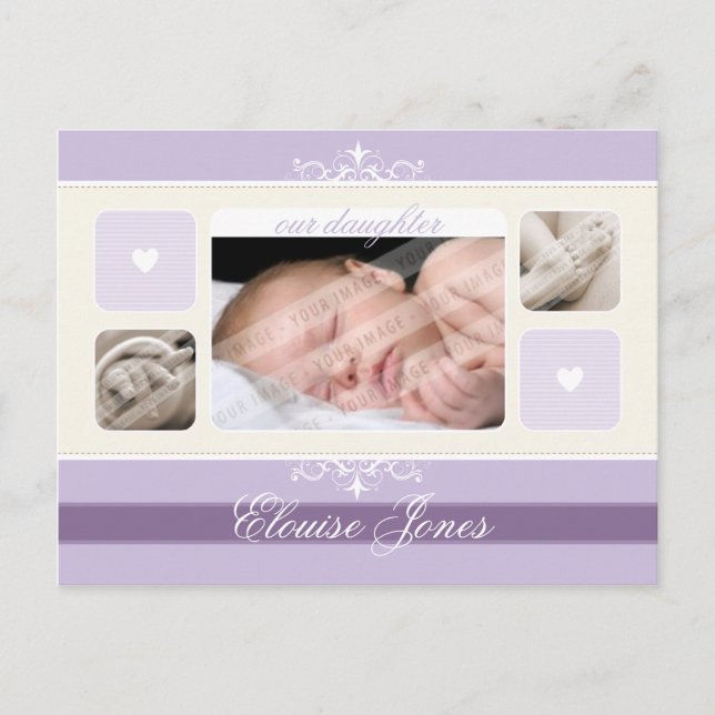 FAIRE-PART DE NAISSANCE :: fleurir1 - fille (Devant)