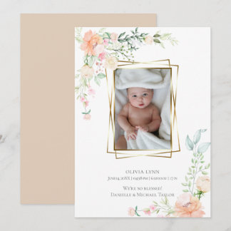 Faire-part de naissance | Fleurs d'aquarelle de pr