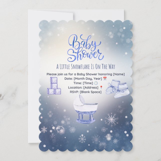 Faire-part de naissance Flocon de Neige Hiver (Devant)