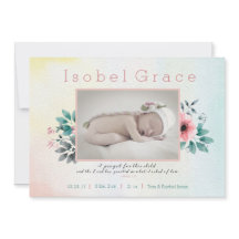 Faire-part de naissance florale avec verse bibliqu