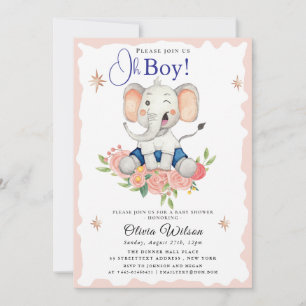 Faire-Part de Naissance Garçon Éléphant Oh Boy