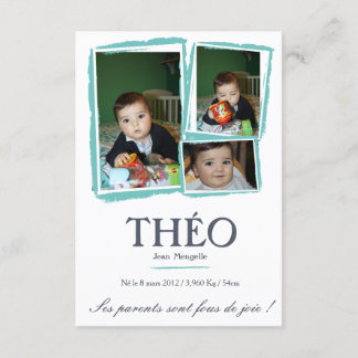 Faire-part de naissance Garçon - Fusain