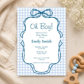 Faire-Part de Naissance Garçon Gingham Bleu