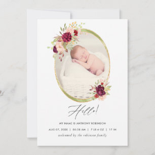 Faire-part de naissance géométrique Bourgogne et r