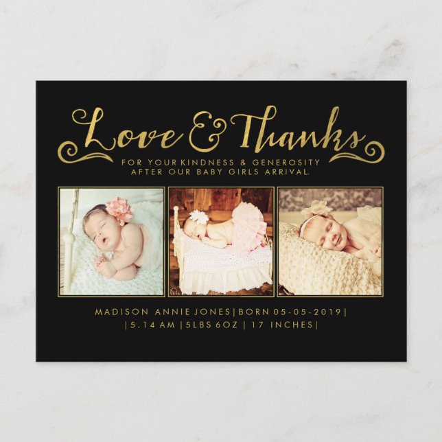 Faire-part de naissance Gold Baby Invitation à une (Devant)