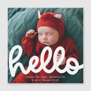 Faire-part de naissance Hello moderne avec aimant 