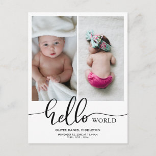 Faire-part de naissance Hello World Script photo