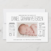 Faire-part de naissance infographique pour bébé ga
