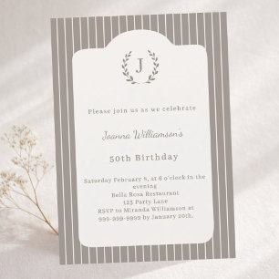 Faire-part de naissance Ivoire Taupe Monogramme à