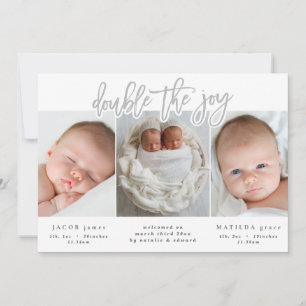 Faire-part de naissance jumeau multiphoto