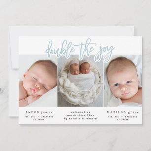 Faire-part de naissance jumeau multiphoto