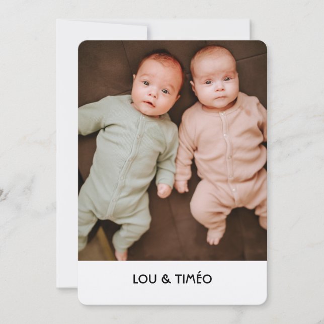 Faire-Part de naissance jumeaux Kraft  (Devant)