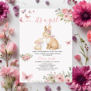 Faire-part de Naissance Lapin C'est une Fille Papi
