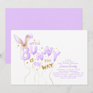 Faire-Part de Naissance Lapin Doré Violet