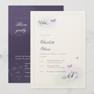 Faire-part de naissance Lavande et Papillon