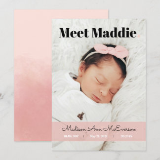 Faire-part de naissance Meet Bébé Rose Blush Simpl