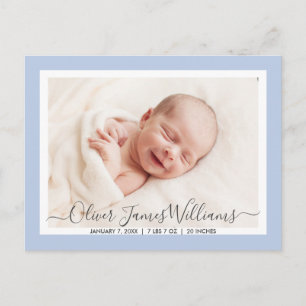 Faire-part de naissance mignon et élégant en carte