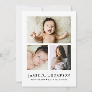 Faire-part de naissance minimaliste en grille de c