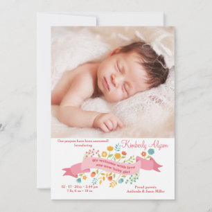 Faire-part de naissance minuscule de photo de
