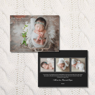 Faire-part de naissance moderne en noir et blanc a