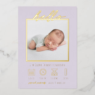 Faire-part de naissance moderne Hello Baby