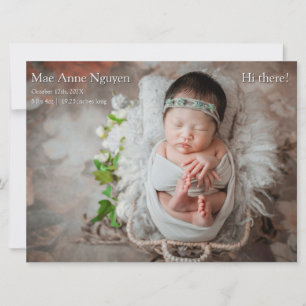 Faire-part de naissance moderne photo bébé bleu pr