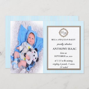 Faire-part de naissance monogramme