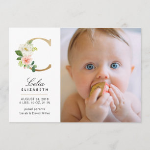 Faire-part de naissance monogramme