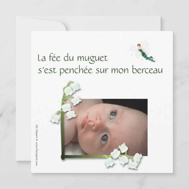 Faire-part de naissance muguet et fée felt (Devant)