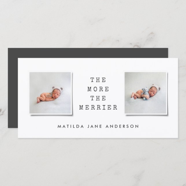 Faire-part de naissance multi-photo simple (Devant / Derrière)