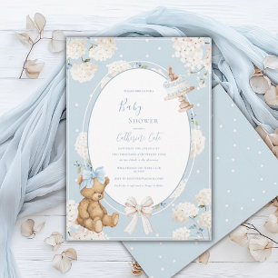 Faire-part de naissance ours élégant Hydrangea flo