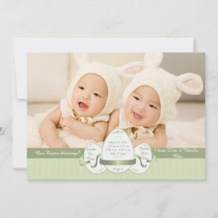 Faire-part de naissance Pâques Trois Vert Photo