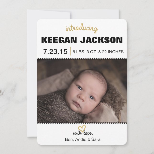 Faire-part de naissance parties scintillant Gold (Devant)
