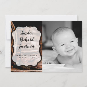 Faire-part de naissance photo 5x7 Army Cowboy Boot