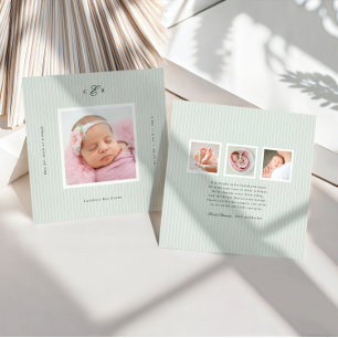 Faire-part de naissance photo avec monogramme mode
