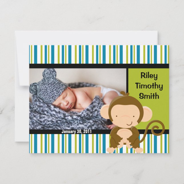Faire-part de naissance photo - Baby Boy with Monk (Devant)