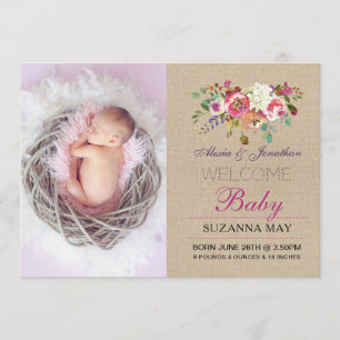 Faire-part de naissance photo Baby Girl Statistiqu