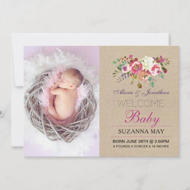 Faire-part de naissance photo Baby Girl Statistiqu (Devant)