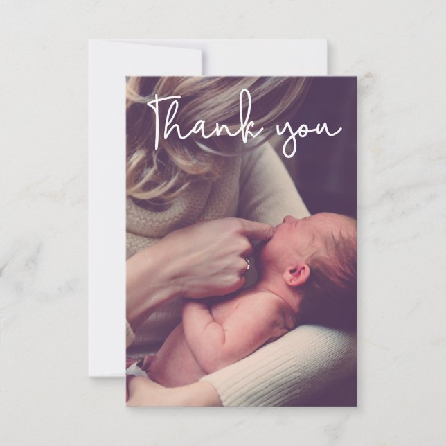 Faire-part de naissance photo baby shower Merci (Devant)